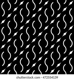 Design seamless monochrome waving pattern. Abstract stripy background. Vector art