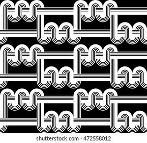 Design seamless monochrome waving pattern. Abstract background. Vector art