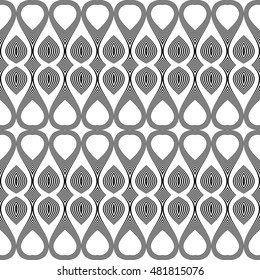 Design seamless monochrome waving pattern. Abstract decorative background. Vector art