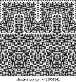 Design seamless monochrome waving pattern. Abstract stripy background. Vector art