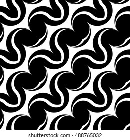 Design seamless monochrome waving pattern. Abstract diagonal background. Vector art