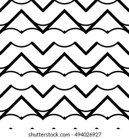 Design seamless monochrome waving pattern. Abstract background. Vector art