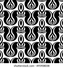 Design seamless monochrome waving pattern. Abstract zigzag background. Vector art