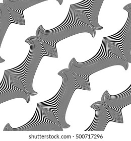 Design seamless monochrome waving pattern. Abstract diagonal background. Vector art. No gradient