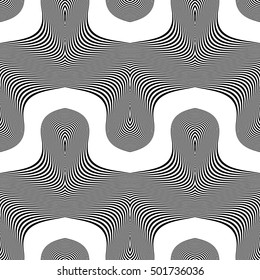 Design seamless monochrome waving pattern. Abstract striped background. Vector art. No gradient