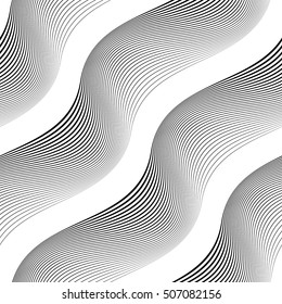Design seamless monochrome waving pattern. Abstract diagonal background. Vector art. No gradient