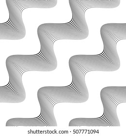 Design seamless monochrome waving pattern. Abstract diagonal background. Vector art. No gradient