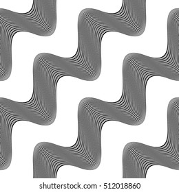 Design seamless monochrome waving pattern. Abstract diagonal background. Vector art. No gradient