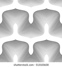 Design seamless monochrome waving pattern. Abstract lines background. Vector art. No gradient