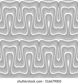 Design seamless monochrome waving pattern. Abstract striped background. Vector art. No gradient