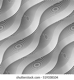 Design seamless monochrome waving pattern. Abstract background. Vector art. No gradient