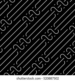 Design seamless monochrome waving pattern. Abstract stripy background. Vector art