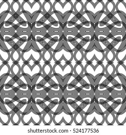 Design seamless monochrome waving pattern. Abstract decorative background. Vector art. No gradient