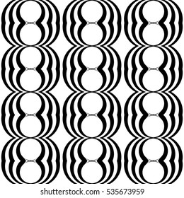Design seamless monochrome waving pattern. Abstract circle background. Vector art