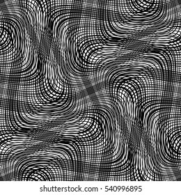 Design seamless monochrome waving pattern. Abstract grid background. Vector art. No gradient
