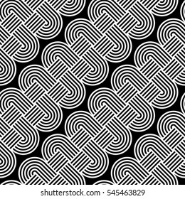 Design seamless monochrome waving pattern. Abstract stripy background. Vector art