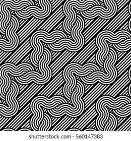Design seamless monochrome waving pattern. Abstract stripy background. Vector art