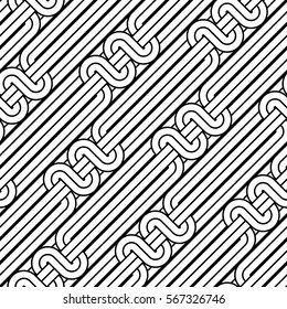 Design seamless monochrome waving pattern. Abstract stripy background. Vector art