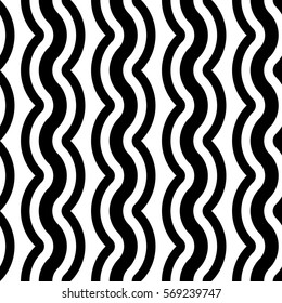 Design seamless monochrome waving pattern. Abstract vertical background. Vector art