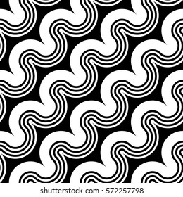 Design seamless monochrome waving pattern. Abstract diagonal background. Vector art