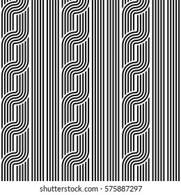Design seamless monochrome waving pattern. Abstract stripy background. Vector art
