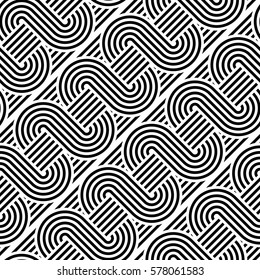 Design seamless monochrome waving pattern. Abstract stripy background. Vector art
