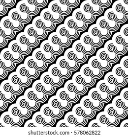 Design seamless monochrome waving pattern. Abstract diagonal background. Vector art