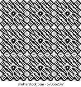 Design seamless monochrome waving pattern. Abstract striped background. Vector art