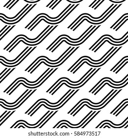 Design seamless monochrome waving pattern. Abstract background. Vector art