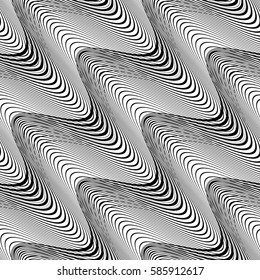 Design seamless monochrome waving pattern. Abstract diagonal background. Vector art. No gradient