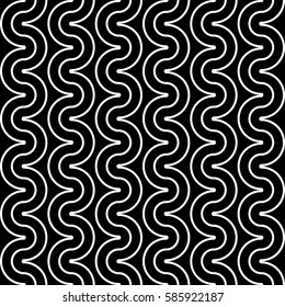 Design seamless monochrome waving pattern. Abstract background. Vector art