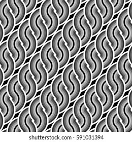 Design seamless monochrome waving pattern. Abstract stripy background. Vector art. No gradient