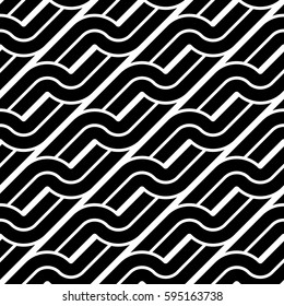 Design seamless monochrome waving pattern. Abstract background. Vector art