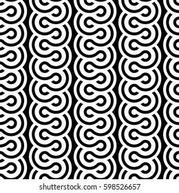 Design seamless monochrome waving pattern. Abstract vertical background. Vector art