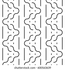 Design seamless monochrome waving pattern. Abstract background. Vector art