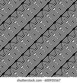 Design seamless monochrome waving pattern. Abstract striped background. Vector art