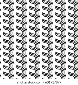 Design seamless monochrome waving pattern. Abstract stripy background. Vector art