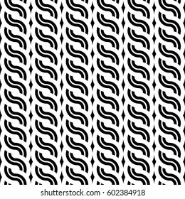 Design seamless monochrome waving pattern. Abstract stripy background. Vector art