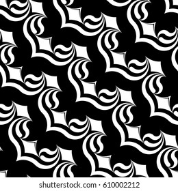 Design seamless monochrome waving pattern. Abstract decorative background. Vector art