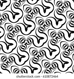 Design seamless monochrome waving pattern. Abstract decorative background. Vector art