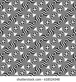Design seamless monochrome waving pattern. Abstract decorative background. Vector art