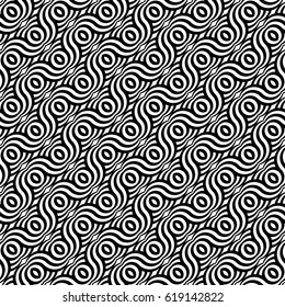 Design seamless monochrome waving pattern. Abstract decorative background. Vector art