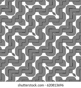 Design seamless monochrome waving pattern. Abstract stripy background. Vector art
