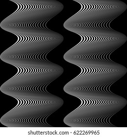 Design seamless monochrome waving pattern. Abstract background. Vector art. No gradient