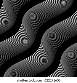 Design seamless monochrome waving pattern. Abstract background. Vector art. No gradient