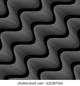 Design seamless monochrome waving pattern. Abstract background. Vector art. No gradient