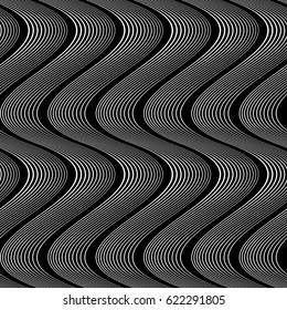 Design seamless monochrome waving pattern. Abstract background. Vector art. No gradient