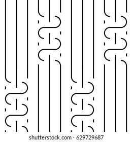 Design seamless monochrome waving pattern. Abstract stripy background. Vector art