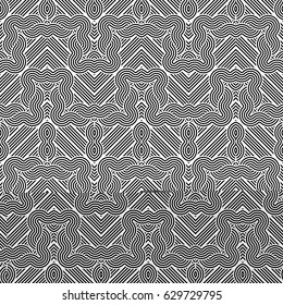 Design seamless monochrome waving pattern. Abstract stripy background. Vector art