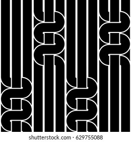 Design seamless monochrome waving pattern. Abstract stripy background. Vector art